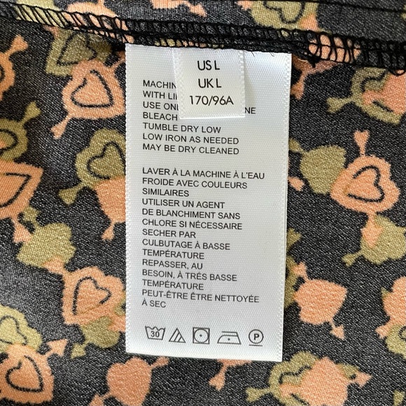 UO Mariah Lace-Up Midi Slip Dress Women’s Ladies L Heart Print Smocked Romance - Picture 12 of 12